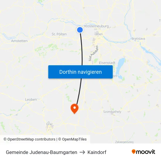 Gemeinde Judenau-Baumgarten to Kaindorf map