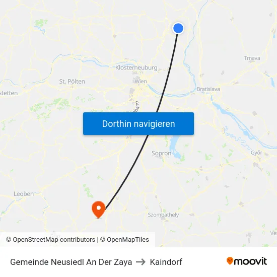 Gemeinde Neusiedl An Der Zaya to Kaindorf map