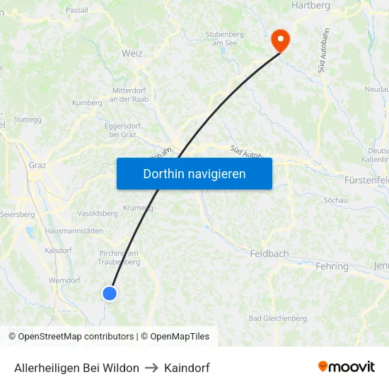 Allerheiligen Bei Wildon to Kaindorf map