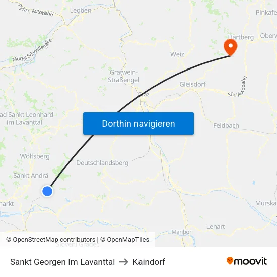 Sankt Georgen Im Lavanttal to Kaindorf map