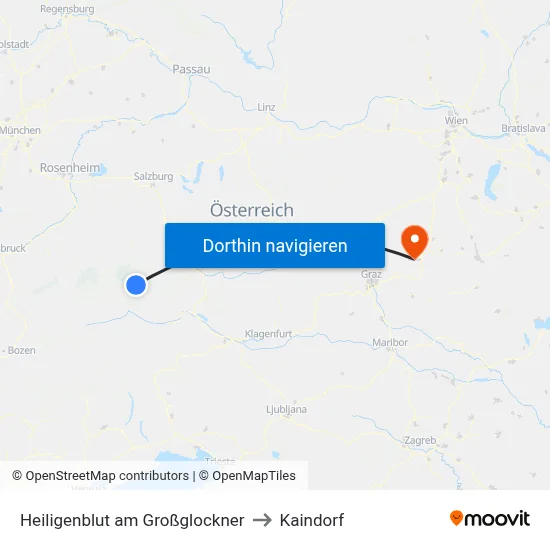Heiligenblut am Großglockner to Kaindorf map