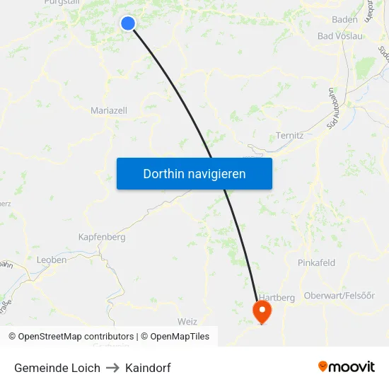 Gemeinde Loich to Kaindorf map