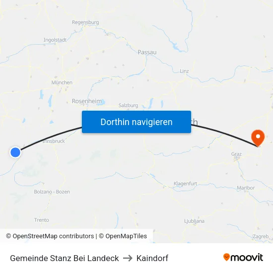 Gemeinde Stanz Bei Landeck to Kaindorf map