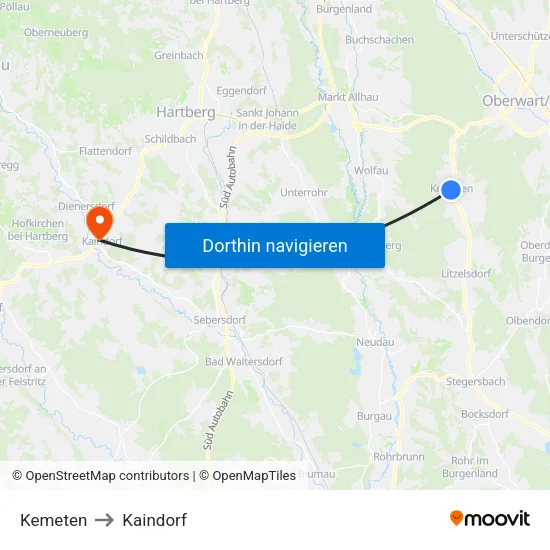 Kemeten to Kaindorf map