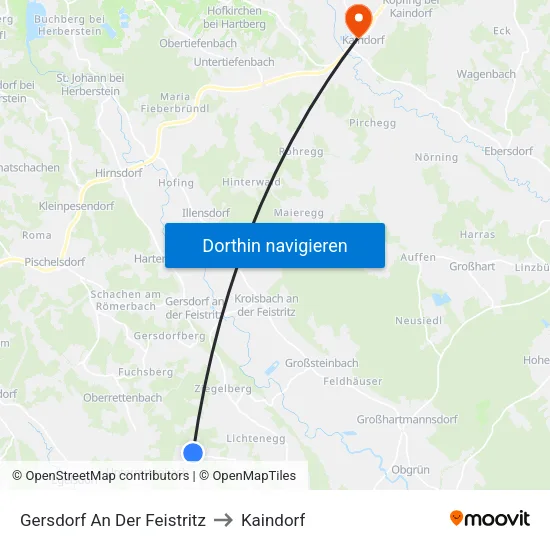 Gersdorf An Der Feistritz to Kaindorf map