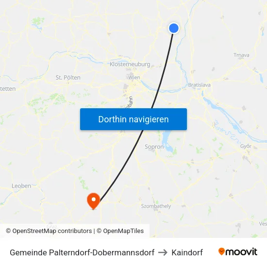 Gemeinde Palterndorf-Dobermannsdorf to Kaindorf map