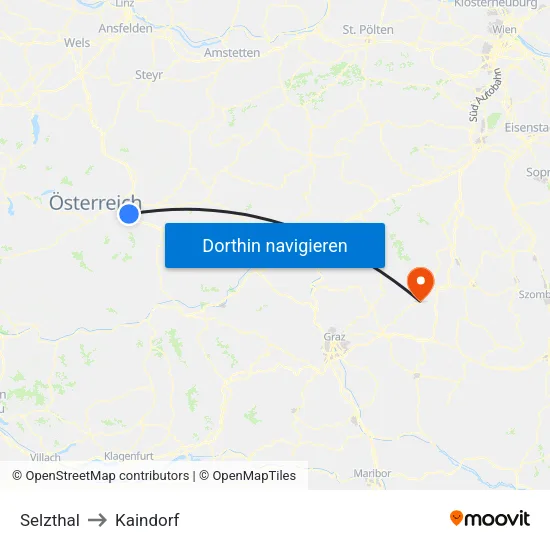 Selzthal to Kaindorf map