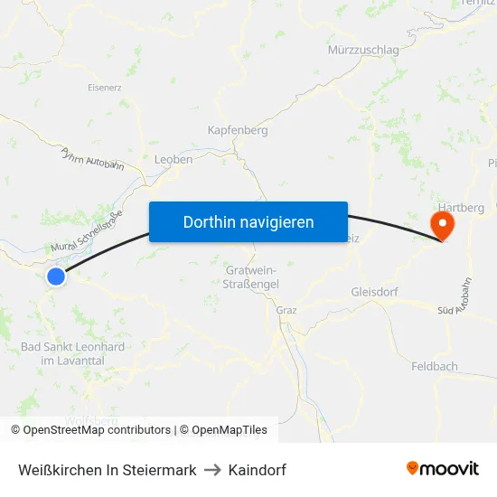 Weißkirchen In Steiermark to Kaindorf map