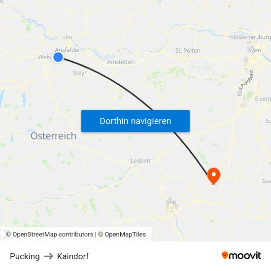 Pucking to Kaindorf map