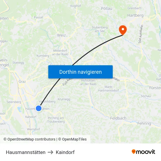 Hausmannstätten to Kaindorf map
