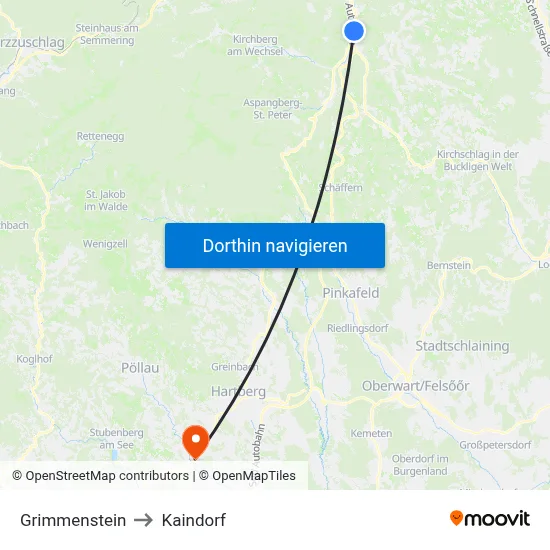 Grimmenstein to Kaindorf map