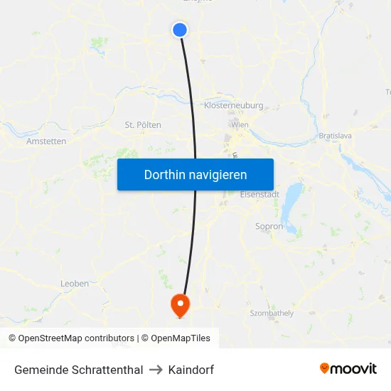 Gemeinde Schrattenthal to Kaindorf map