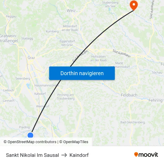 Sankt Nikolai Im Sausal to Kaindorf map