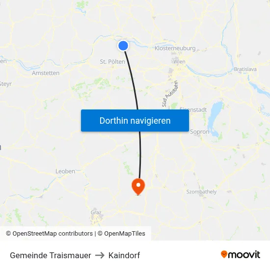 Gemeinde Traismauer to Kaindorf map