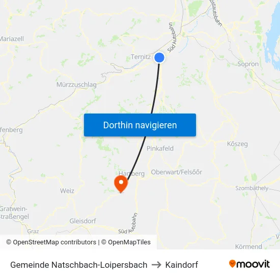 Gemeinde Natschbach-Loipersbach to Kaindorf map