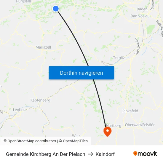 Gemeinde Kirchberg An Der Pielach to Kaindorf map