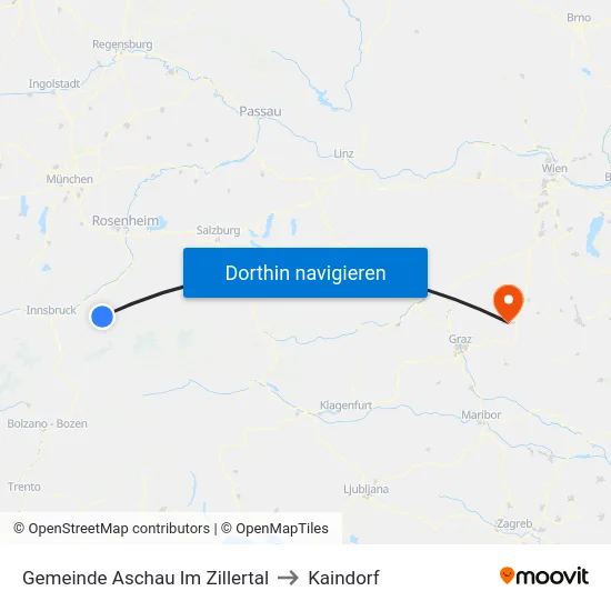 Gemeinde Aschau Im Zillertal to Kaindorf map