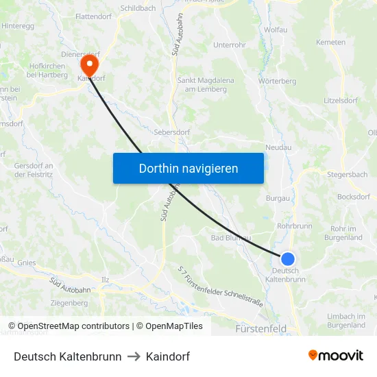 Deutsch Kaltenbrunn to Kaindorf map