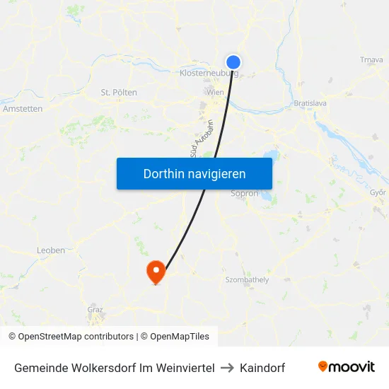Gemeinde Wolkersdorf Im Weinviertel to Kaindorf map