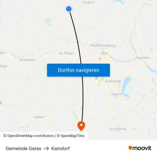 Gemeinde Geras to Kaindorf map