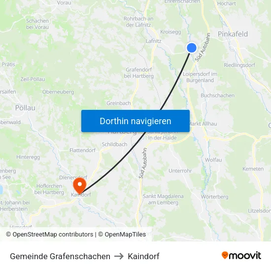 Gemeinde Grafenschachen to Kaindorf map