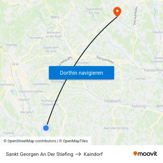 Sankt Georgen An Der Stiefing to Kaindorf map