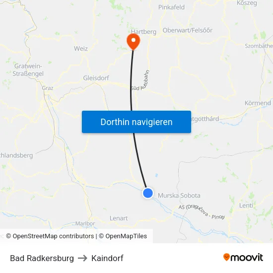 Bad Radkersburg to Kaindorf map