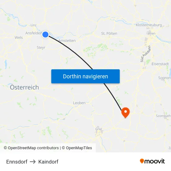 Ennsdorf to Kaindorf map
