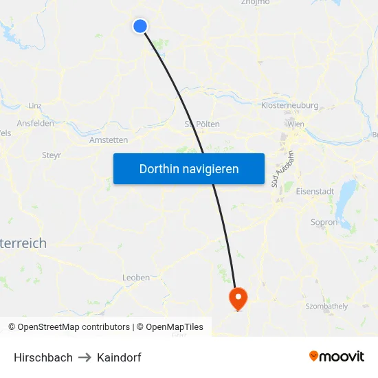 Hirschbach to Kaindorf map