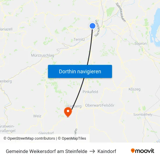 Gemeinde Weikersdorf am Steinfelde to Kaindorf map
