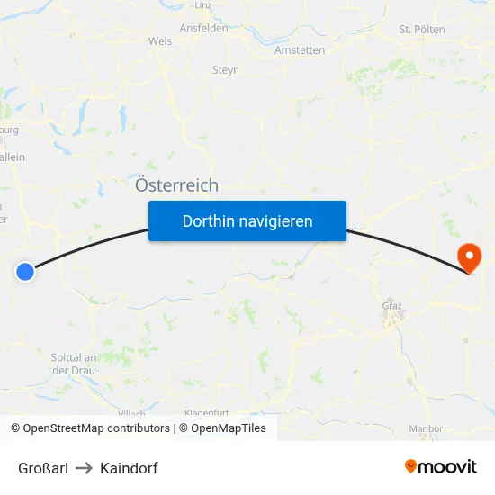 Großarl to Kaindorf map