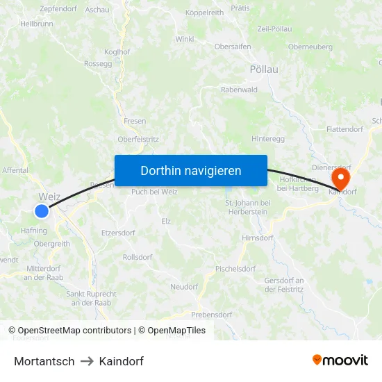Mortantsch to Kaindorf map