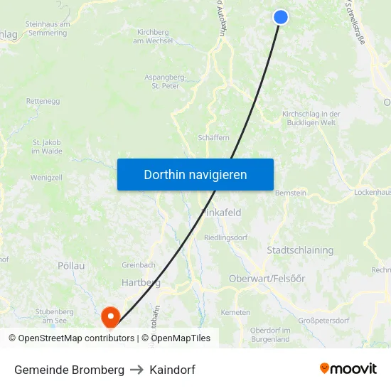 Gemeinde Bromberg to Kaindorf map