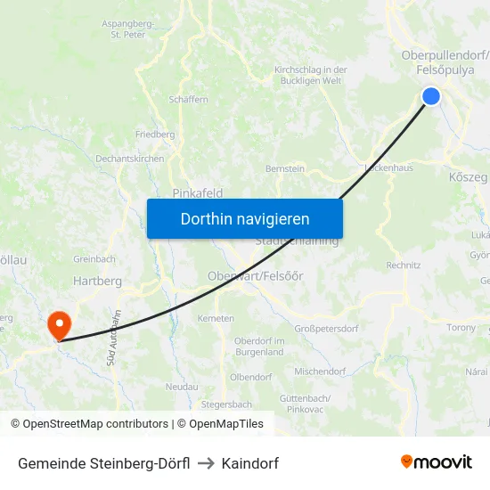 Gemeinde Steinberg-Dörfl to Kaindorf map