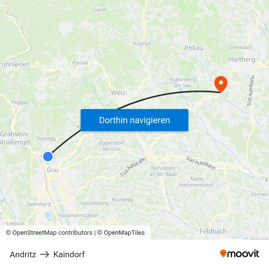 Andritz to Kaindorf map