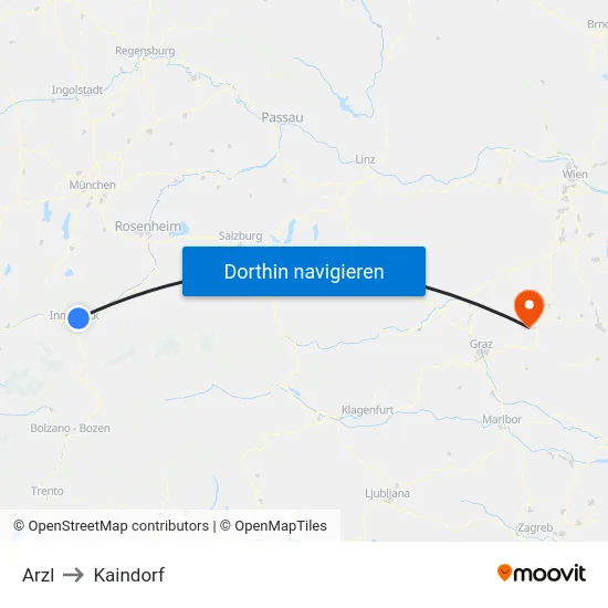 Arzl to Kaindorf map