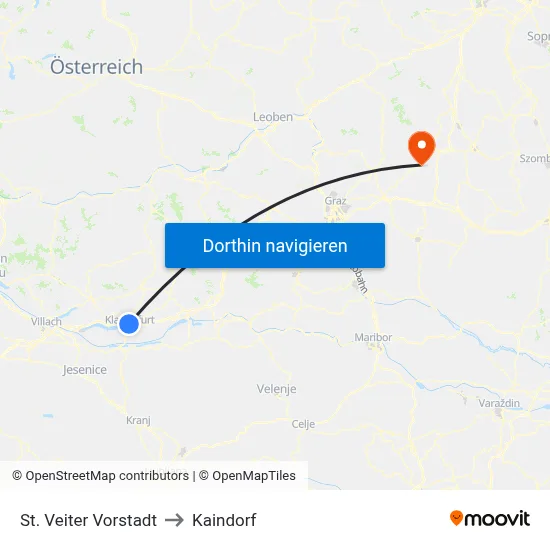 St. Veiter Vorstadt to Kaindorf map