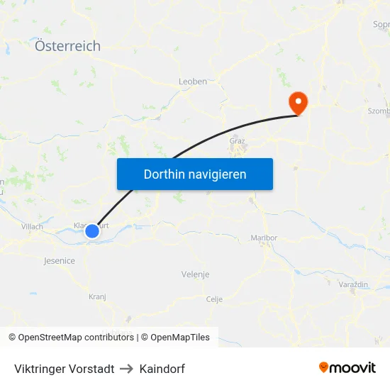 Viktringer Vorstadt to Kaindorf map