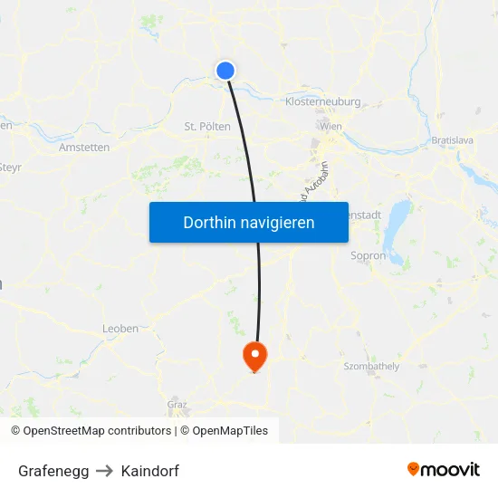 Grafenegg to Kaindorf map