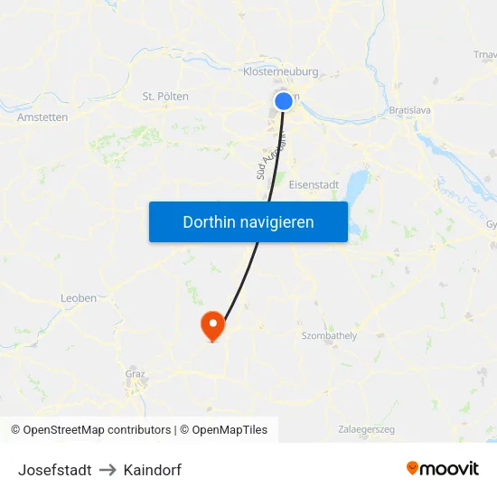 Josefstadt to Kaindorf map