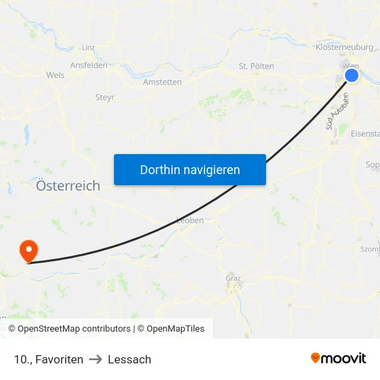 10., Favoriten to Lessach map