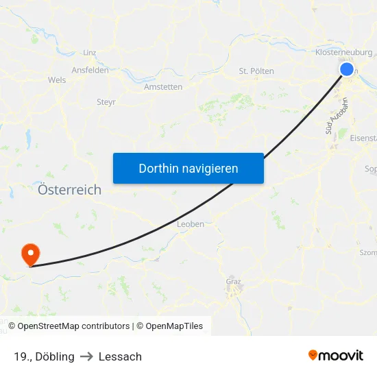 19., Döbling to Lessach map
