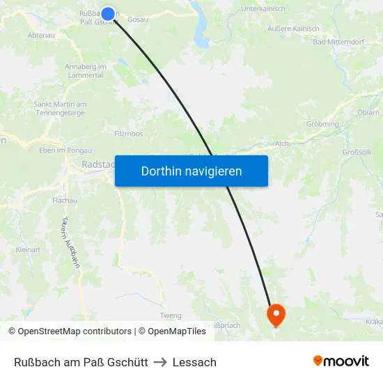 Rußbach am Paß Gschütt to Lessach map