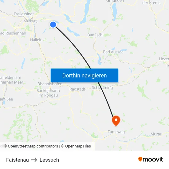 Faistenau to Lessach map