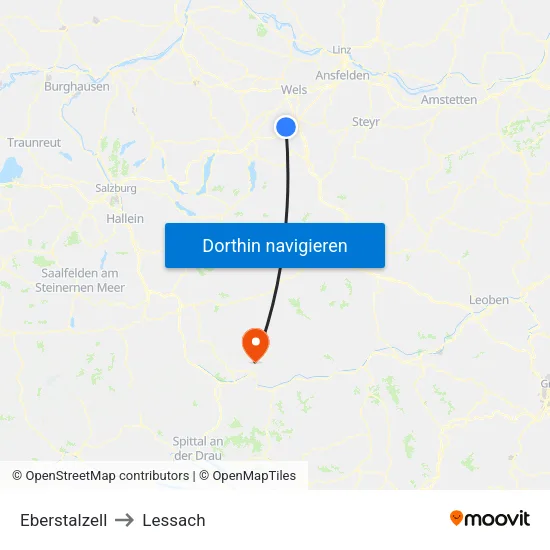 Eberstalzell to Lessach map