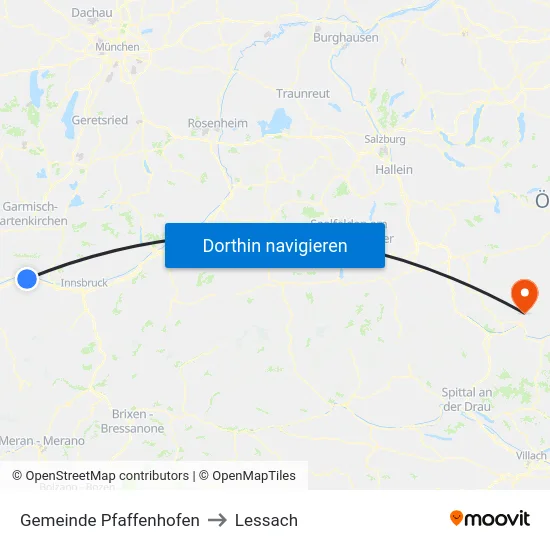 Gemeinde Pfaffenhofen to Lessach map