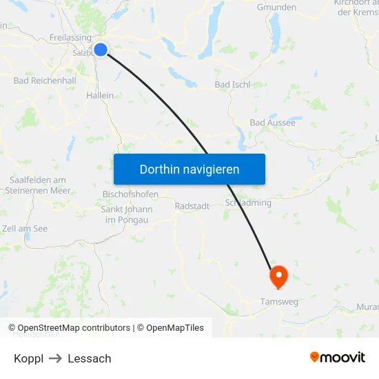 Koppl to Lessach map
