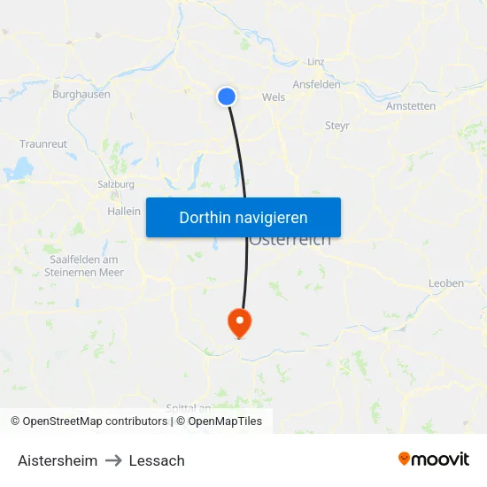Aistersheim to Lessach map