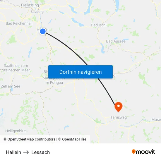 Hallein to Lessach map