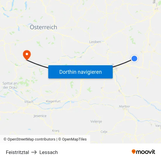Feistritztal to Lessach map